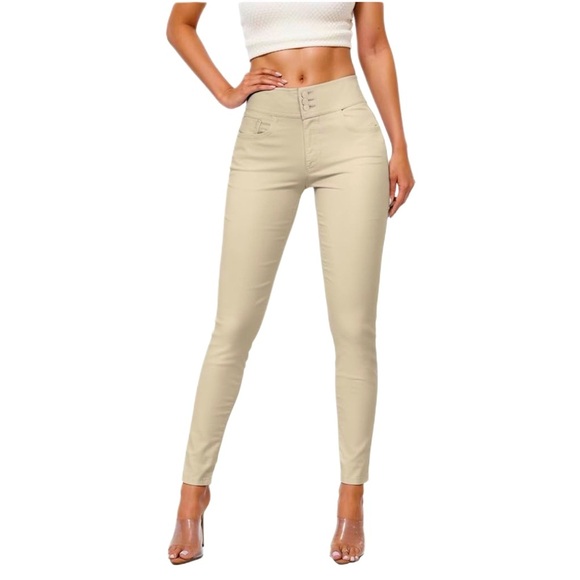 NWT Women’s Ultra Stretch Skinny Work Pants – 3 Button, Wide Waist Tan Size 2X - Picture 2 of 10